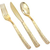 Conjunto de talheres de plástico dourado Supernal 360 unidades para festa