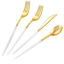 Conjunto de talheres de plástico dourado SUT Gold 160 unidades descartáveis