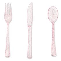 Conjunto de talheres de plástico hapray Rose Gold 180 unidades (60 garfos, 60 colheres, 60 facas) Conjunto de talheres de plástico hapray Rose Gold 180 unidades (60 garfos, 60 colheres, 60 facas)
