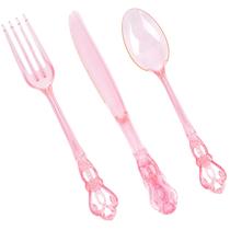 Conjunto de talheres de plástico Joyido Vintage Clear Pink 150 unidades Conjunto de talheres de plástico Joyido Vintage Clear Pink 150 unidades