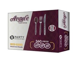 Conjunto de talheres de plástico Party Bargains 360 unidades: 180 garfos, 120 colheres, 60 facas