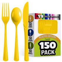 Conjunto de talheres de plástico Party Solids Yellow 150 unidades Heavy Duty