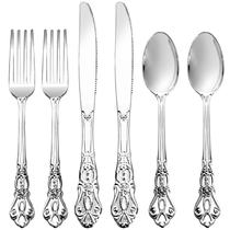 Conjunto de talheres de plástico prateado Joyido 300 peças