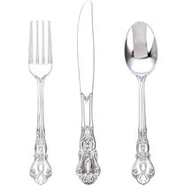 Conjunto de talheres de plástico prateado Joyido 90PCS para restauração Conjunto de talheres de plástico prateado Joyido 90PCS para restauração