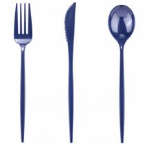 Conjunto de talheres de plástico PULOTE 150PCS de talheres de plástico azul