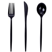 Conjunto de talheres de plástico PULOTE 150PCS descartável preto com saco