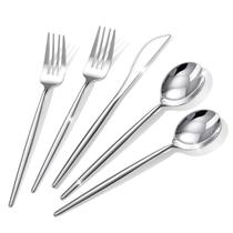 Conjunto de talheres de plástico Rubtlamp Silver 90 unidades (30 facas, 30 garfos, 30 colheres)