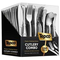 Conjunto de talheres de plástico Tepco Settings 150 peças - prata Conjunto de talheres de plástico Tepco Settings 150 peças - prata