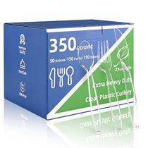 Conjunto de talheres de plástico ZhuangJia 350 unidades: 150 garfos/150 colher/50 facas