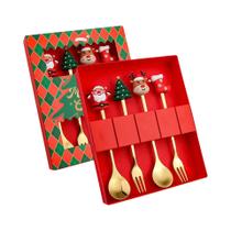 Conjunto De Talheres De Sobremesa Temático De Natal Com Padrão De Desenho Animado, Conjunto De Conjunto De Talheres De Sobremesa Temático De Natal Com Padrão De Desenho Animado, Conjunto De