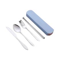 Conjunto De Talheres De Viagem Em Aço Inoxidável 4 Peças Com Hashis, Colher, Garfo E Faca Com Estojo