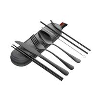 Conjunto De Talheres De Viagem Reutilizáveis Em Aço Inoxidável 8 Peças Colher Garfo Hashi Canudo Conjunto De Talheres De Viagem Reutilizáveis Em Aço Inoxidável 8 Peças Colher Garfo Hashi Canudo