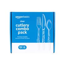 Conjunto de Talheres Descartáveis Amazon Basics - 192 Peças - Transparente Conjunto de Talheres Descartáveis Amazon Basics - 192 Peças - Transparente