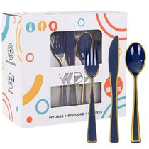 Conjunto de talheres descartáveis de plástico azul WDF 180PCS Conjunto de talheres descartáveis de plástico azul WDF 180PCS