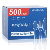 Conjunto de talheres descartáveis de plástico MOACOCK 500 Count Conjunto de talheres descartáveis de plástico MOACOCK 500 Count