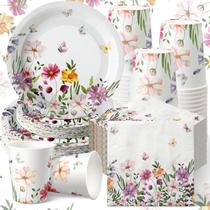 Conjunto de talheres descartáveis Hsei Spring Wildflower 250 unidades
