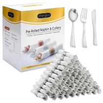 Conjunto de talheres descartáveis ISFANGCO, pacote de 50 com guardanapos x50 Conjunto de talheres descartáveis ISFANGCO, pacote de 50 com guardanapos x50