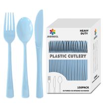 Conjunto de talheres descartáveis JSQBSECL, pacote com 150 (azul claro)