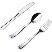 Conjunto de talheres descartáveis N9R 300PCS, talheres de plástico prateado