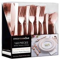 Conjunto de talheres descartáveis Stock Your Home Rose Gold, pacote 160 Conjunto de talheres descartáveis Stock Your Home Rose Gold, pacote 160