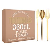 Conjunto de talheres descartáveis Trendables Gold 360 Pack