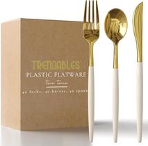 Conjunto de talheres descartáveis Trendables, pacote com 120 unidades, marfim e ouro