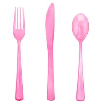 Conjunto de talheres descartáveis WDF Pink Plastic 180 peças