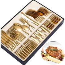 Conjunto De Talheres Dourado 48 Peças De Aço Inoxidável