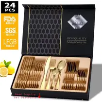 Conjunto de talheres dourados Luxo Gold Aço Inox Casamento
