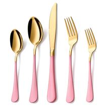 Conjunto de talheres e utensílios Lekoton Gold/Pink 18/0 em aço inoxidável, 20 unidades Conjunto de talheres e utensílios Lekoton Gold/Pink 18/0 em aço inoxidável, 20 unidades