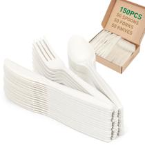 Conjunto de talheres FEHHTO 100% compostável, 150 unidades (50 garfos, 50 colheres, 50 facas)
