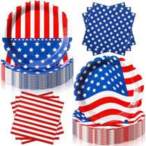 Conjunto de talheres Funnymoom 4 de julho para 48 convidados com 96 unidades Conjunto de talheres Funnymoom 4 de julho para 48 convidados com 96 unidades