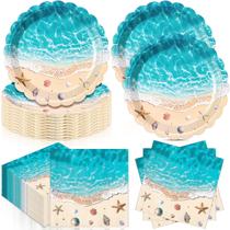 Conjunto de talheres Funnymoom de 96 peças para festas de praia de verão, pratos de 7"