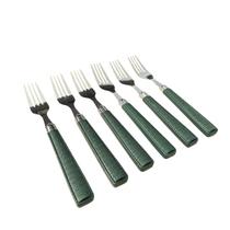 Conjunto De Talheres Garfos 6 Peças material sintético Cozinha Mesa Posta Aço Inox Cabo Detalhado