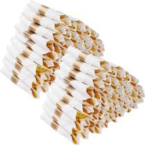 Conjunto de talheres Goodluck em plástico dourado pré-laminado, pacote com 100