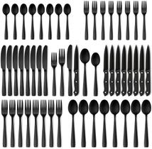 Conjunto de talheres Hiware Matte Black de 48 peças para 8 pessoas Conjunto de talheres Hiware Matte Black de 48 peças para 8 pessoas