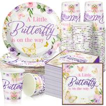 Conjunto de talheres Hushee Butterfly Baby Shower para 50 convidados Conjunto de talheres Hushee Butterfly Baby Shower para 50 convidados