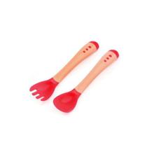 Conjunto de Talheres Infantil com Sensor Térmico Colher e Garfo de Silicone Cabeça arredondada Crianças Bebê Idade 0+ Conjunto de Talheres Infantil com Sensor Térmico Colher e Garfo de Silicone Cabeça arredondada Crianças Bebê Idade 0+