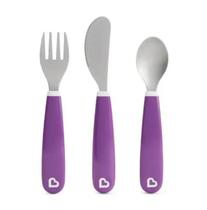 Conjunto De Talheres Inox Colher, Garfo E Faca Roxo Munchkin Conjunto De Talheres Inox Colher, Garfo E Faca Roxo Munchkin