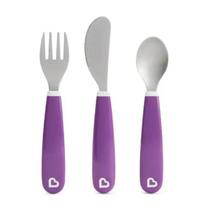 Conjunto De Talheres Inox Colher, Garfo E Faca Roxo Munchkin