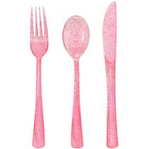 Conjunto de talheres joy akkess Pink Plastic 150 unidades - 50 garfos, 50 facas, 50 colheres Conjunto de talheres joy akkess Pink Plastic 150 unidades - 50 garfos, 50 facas, 50 colheres