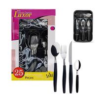 Conjunto de talheres Luxor 25pçs cabo anatômico preto UD341 Conjunto de talheres Luxor 25pçs cabo anatômico preto UD341