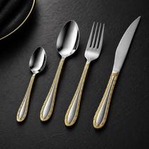 Conjunto de Talheres Luxuoso em Aço Inox com Detalhes Dourados