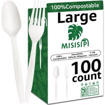 Conjunto de talheres MISISIPI 100% compostável, 100 unidades (garfos e colheres) Conjunto de talheres MISISIPI 100% compostável, 100 unidades (garfos e colheres)