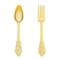 Conjunto de talheres N9R 200PCS, talheres de plástico dourado para festas