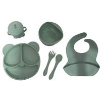 Conjunto De Talheres Para Bebê 7 Peças Prato De Jantar De Silicone Com Ventosa Tigela Copo Canudinho Conjunto De Talheres Para Bebê 7 Peças Prato De Jantar De Silicone Com Ventosa Tigela Copo Canudinho