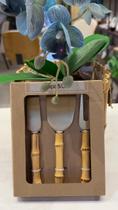 Conjunto de Talheres para Queijo 3 Pecas Garbo Bamboo Natural Dourado