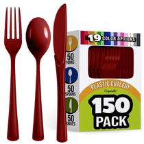 Conjunto de talheres Party Solids Burgundy Plastic 150 unidades Heavy Duty