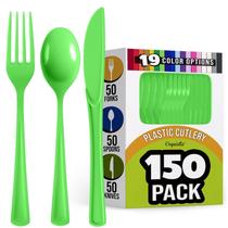 Conjunto de talheres Party Solids, plástico verde limão, 150 unidades