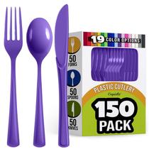Conjunto de talheres Party Solids Purple Plastic 150 unidades Heavy Duty